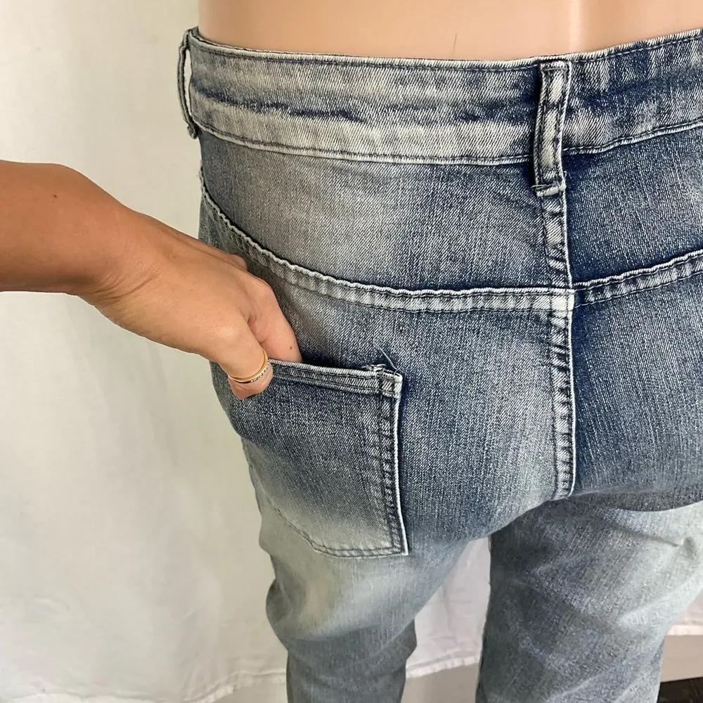 WAIMEA Skinny Fit Ripped Distressed Light Wash Streetwear Jeans 36X32